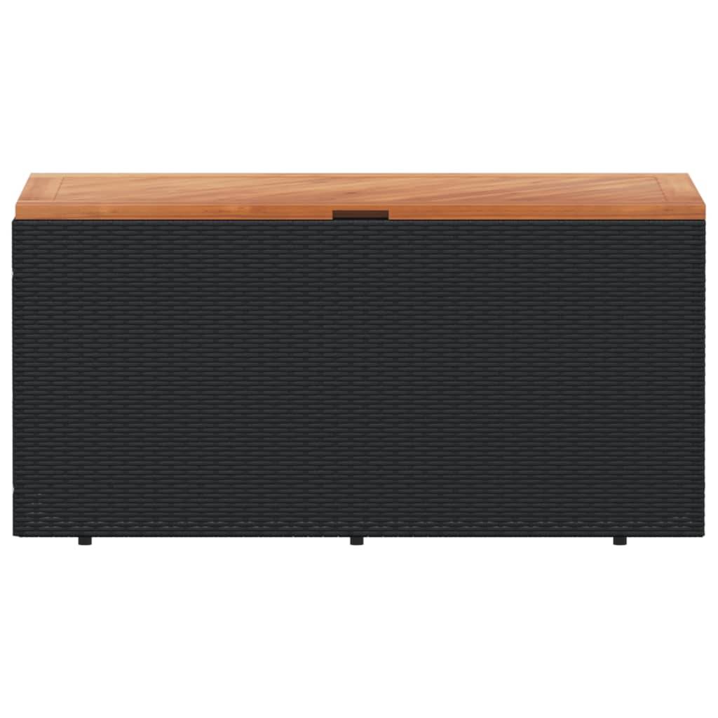 vidaXL Gartentruhe Schwarz 110x50x54 cm Poly Rattan Akazienholz