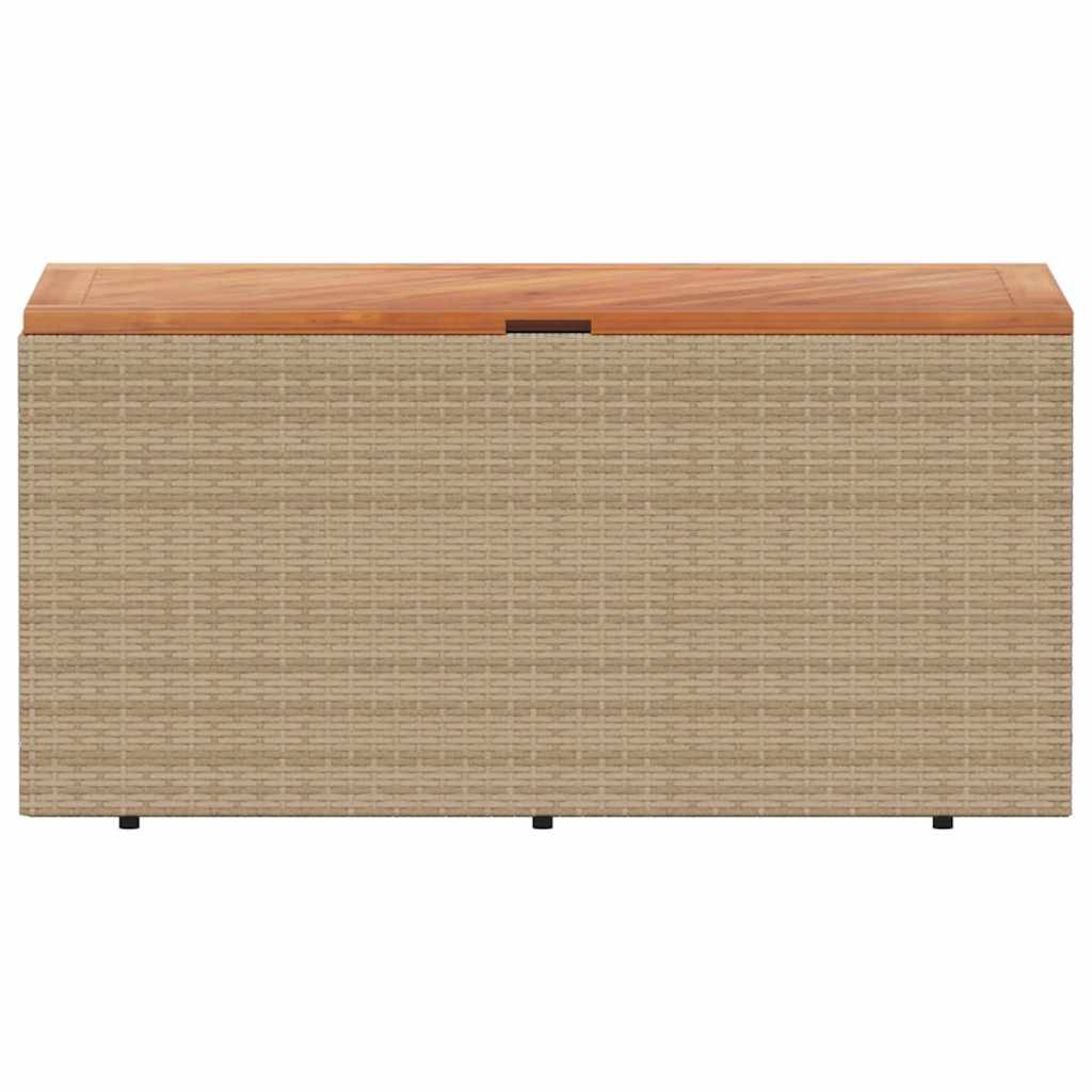 vidaXL Gartentruhe Beige 110x50x54 cm Poly Rattan Akazienholz
