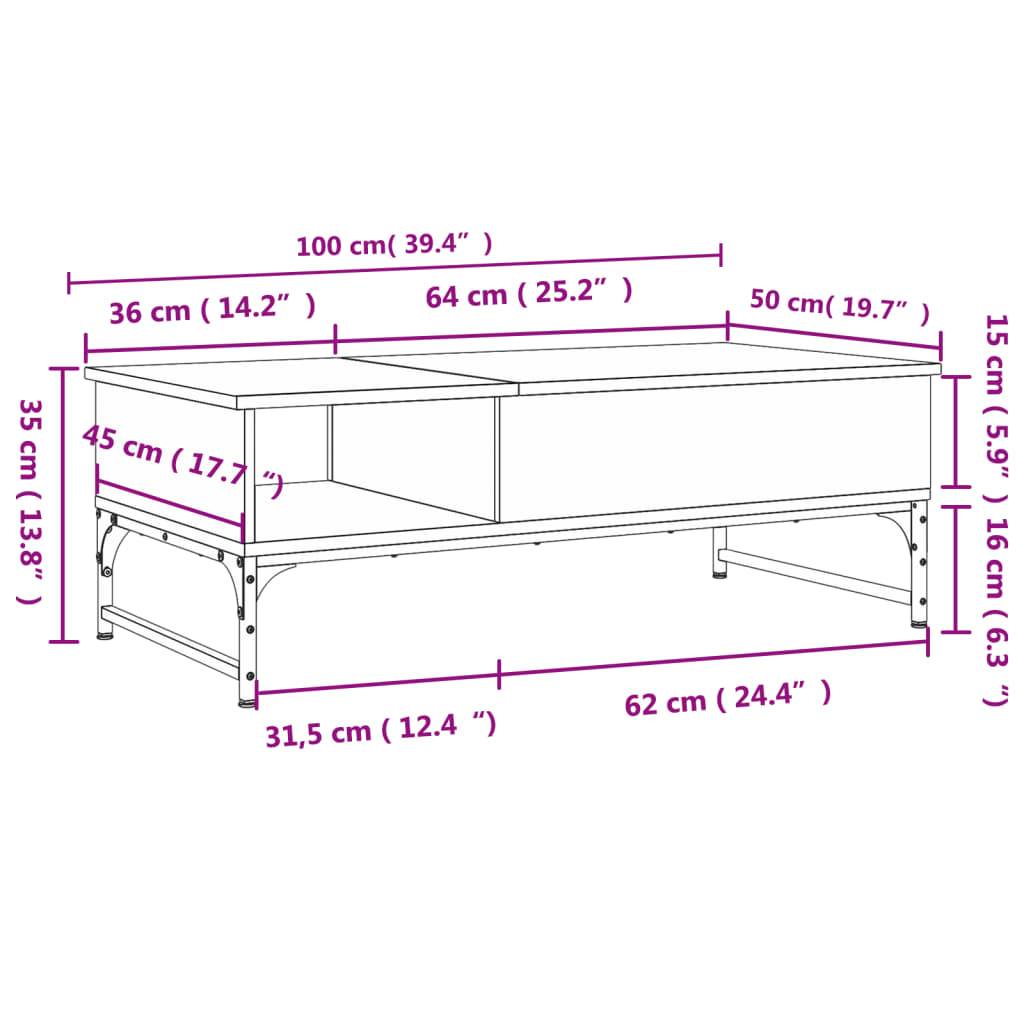 vidaXL Couchtisch Schwarz 100x50x35 cm Holzwerkstoff und Metall