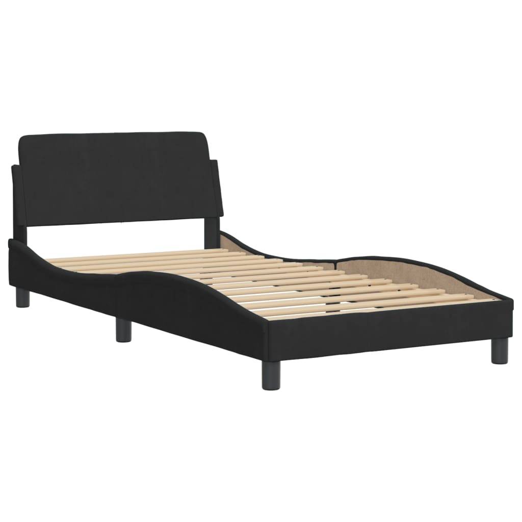 vidaXL Bett mit Matratze "Hanko" Schwarz 100x200 cm Samt