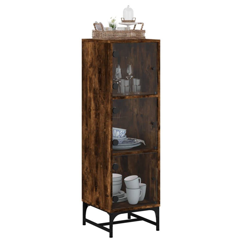 vidaXL Highboard mit Glastüren Räuchereiche 35x37x120 cm