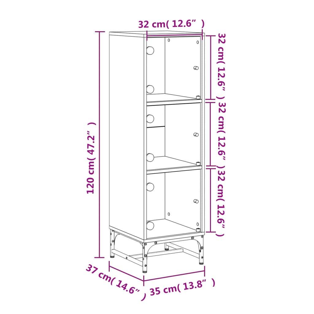 vidaXL Highboard mit Glastüren Räuchereiche 35x37x120 cm
