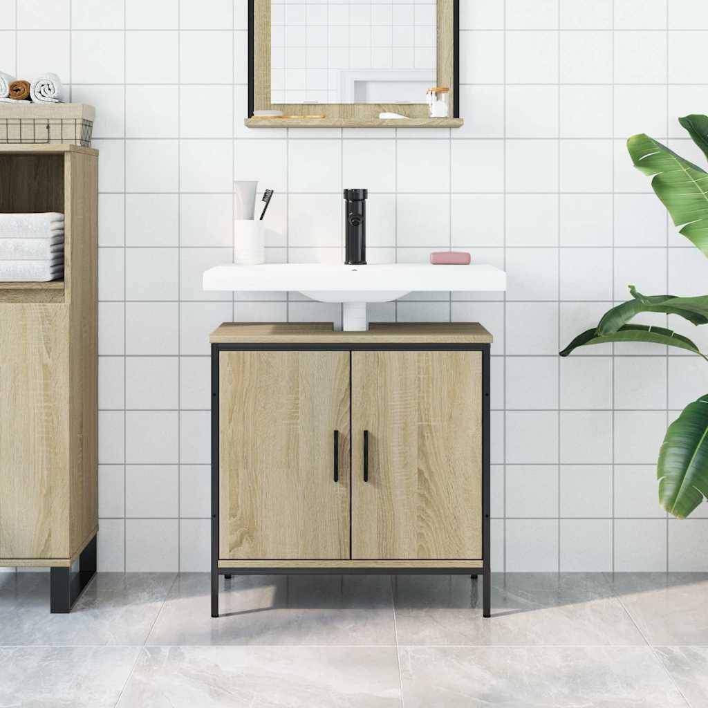 vidaXL Waschbeckenunterschrank Sonoma-Eiche 60x30x60 cm Holzwerkstoff