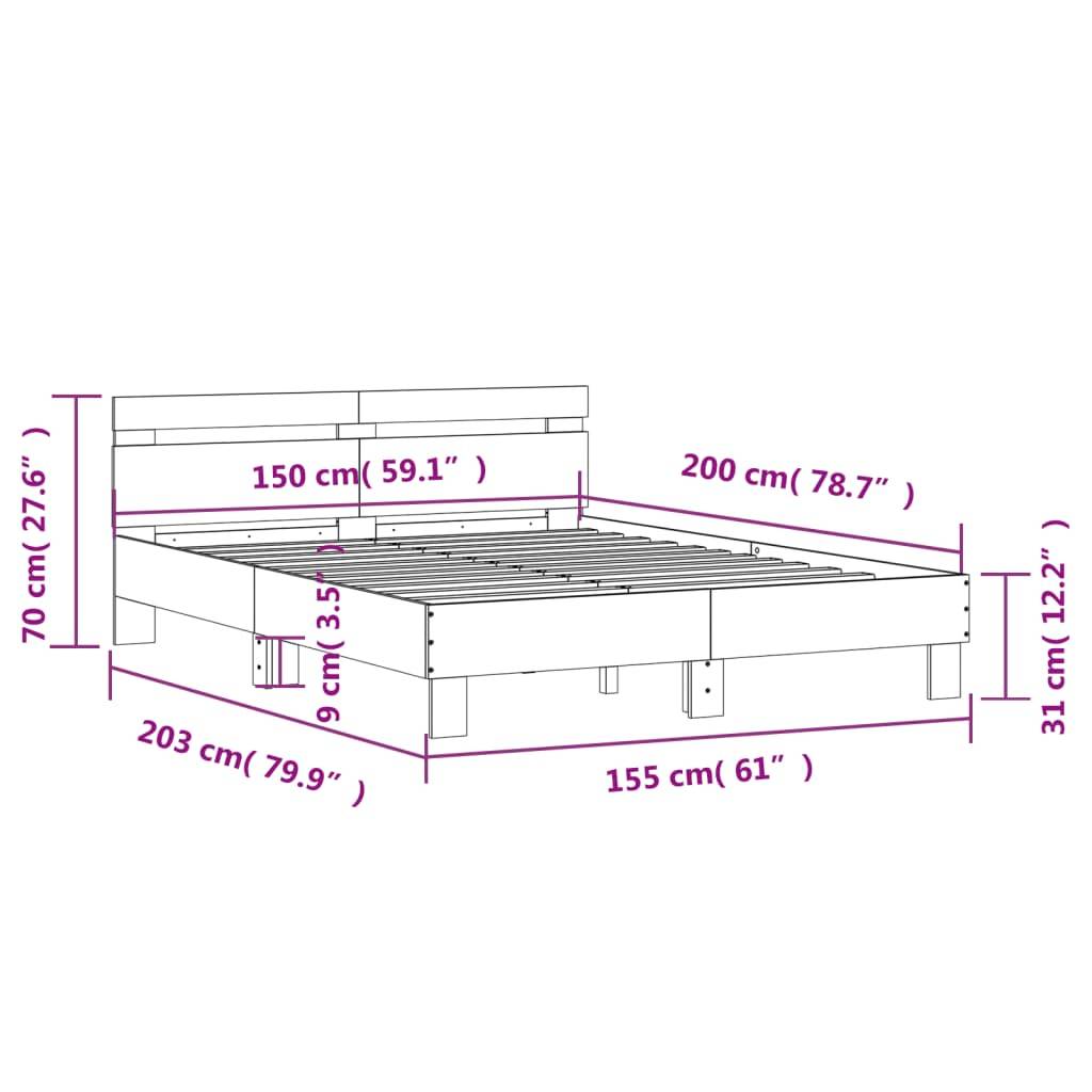 vidaXL Bettgestell mit Kopfteil Schwarz 150x200 cm Holzwerkstoff