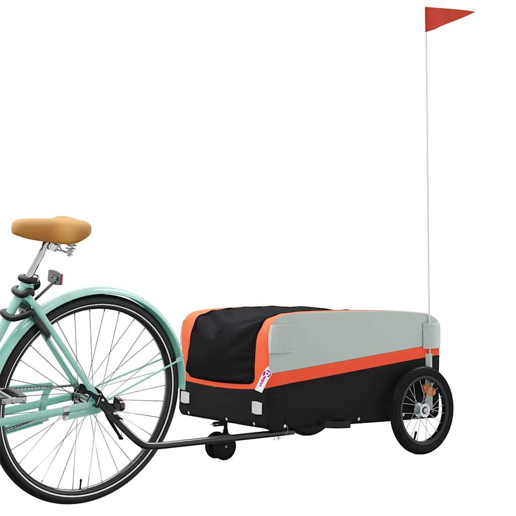vidaXL Fahrradanhänger Schwarz und Orange 45 kg Eisen