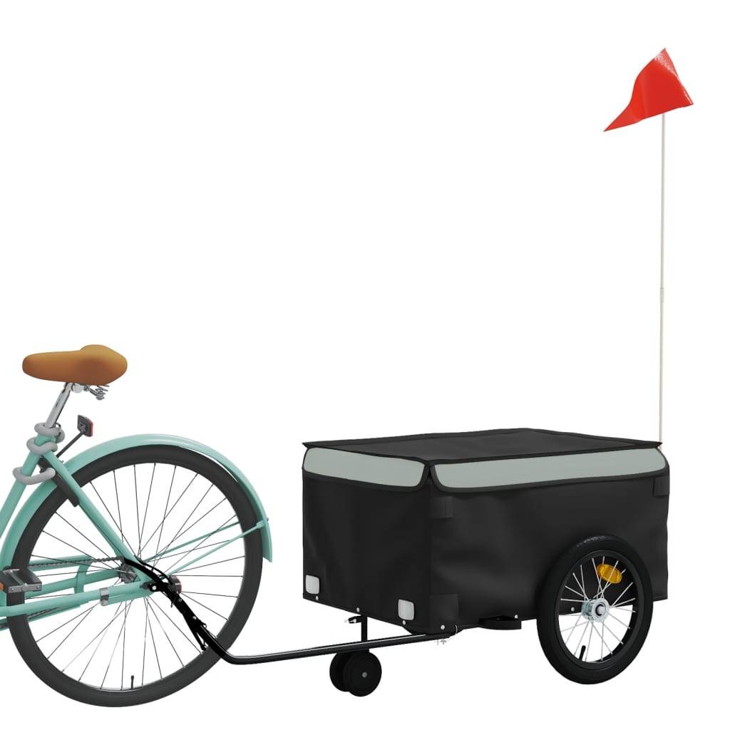 vidaXL Fahrradanhänger Schwarz und Grau 45 kg Eisen