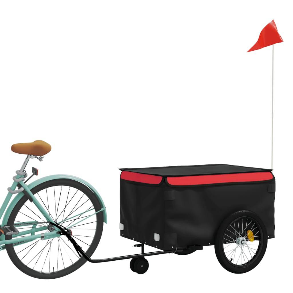 vidaXL Fahrradanhänger Schwarz und Rot 45 kg Eisen