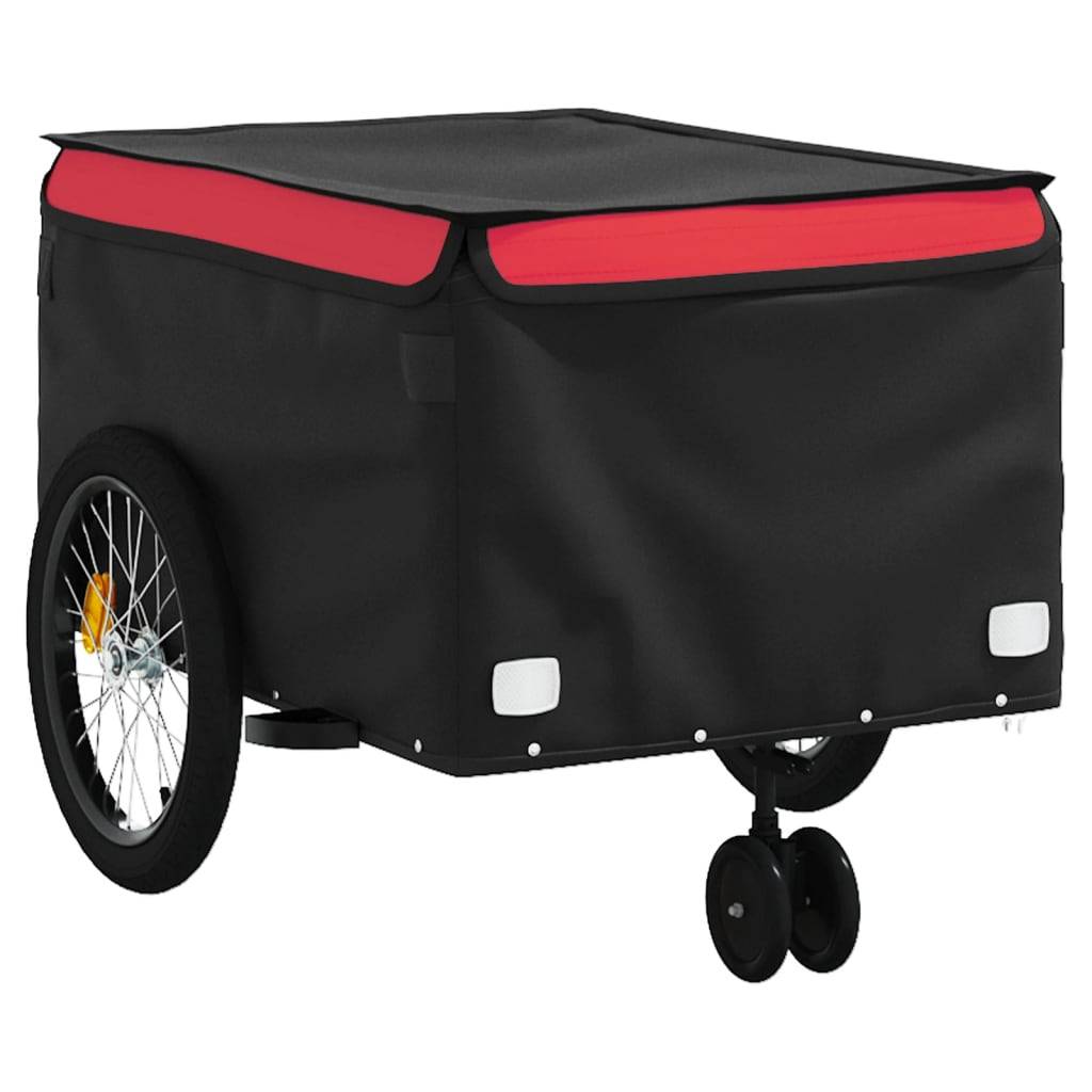 vidaXL Fahrradanhänger Schwarz und Rot 45 kg Eisen
