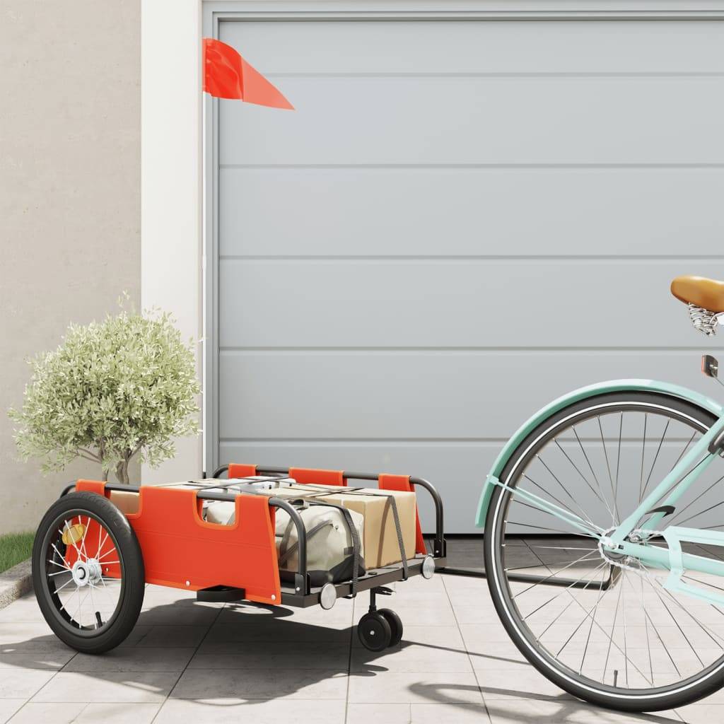vidaXL Fahrradanhänger Orange Oxford-Gewebe und Eisen