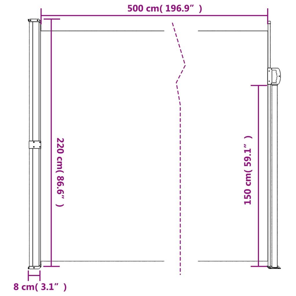vidaXL Seitenmarkise Ausziehbar Beige 220x500 cm