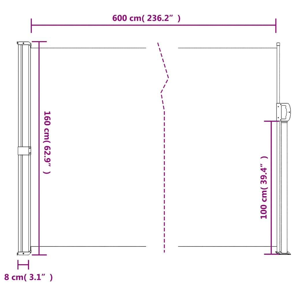 vidaXL Seitenmarkise Ausziehbar Anthrazit 160x600 cm