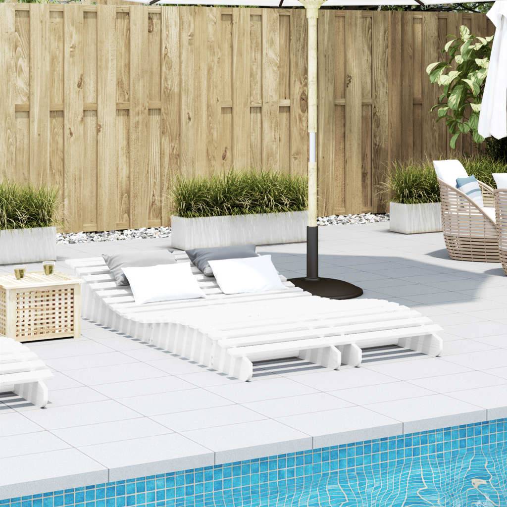 vidaXL Sonnenliegen 2 Stk. Weiß 205x60x31,5 cm Massivholz Kiefer
