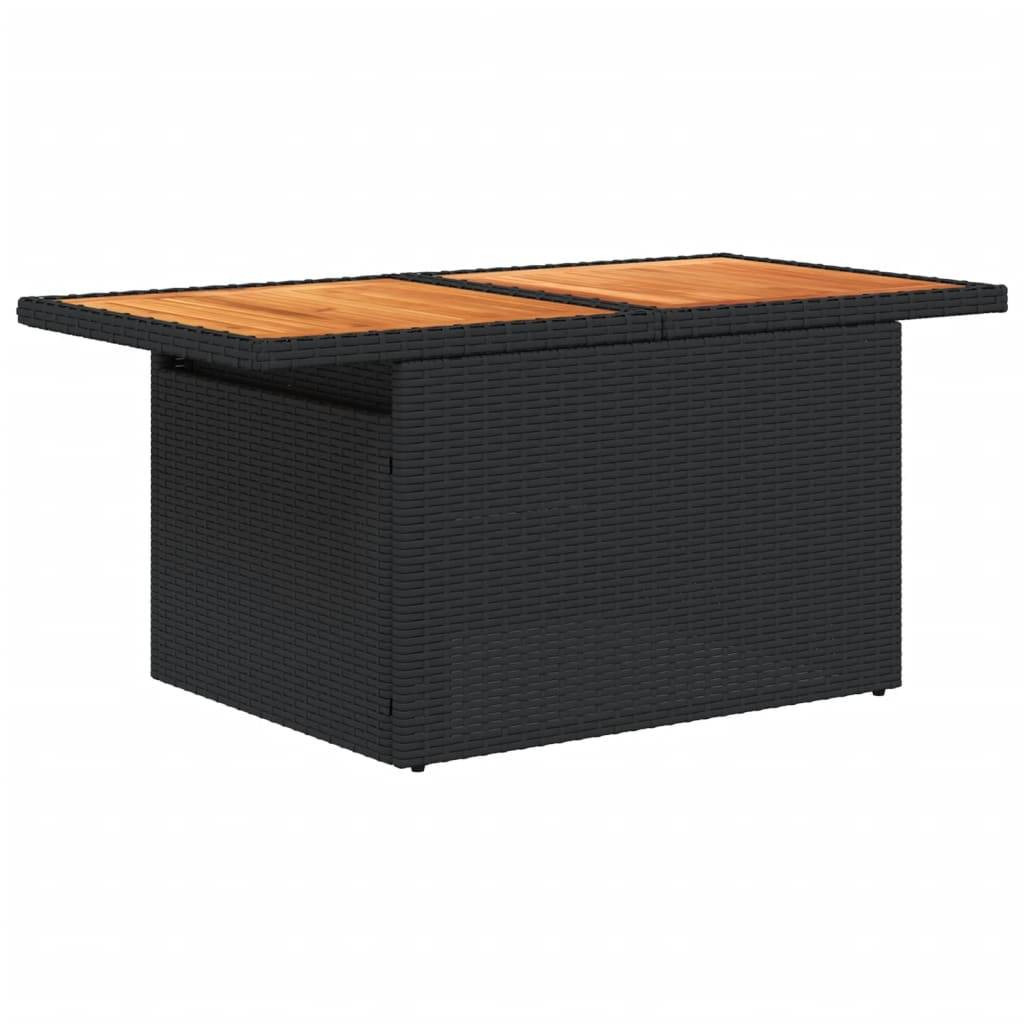 vidaXL Gartentisch Schwarz 100x55x73 cm Poly Rattan und Akazienholz