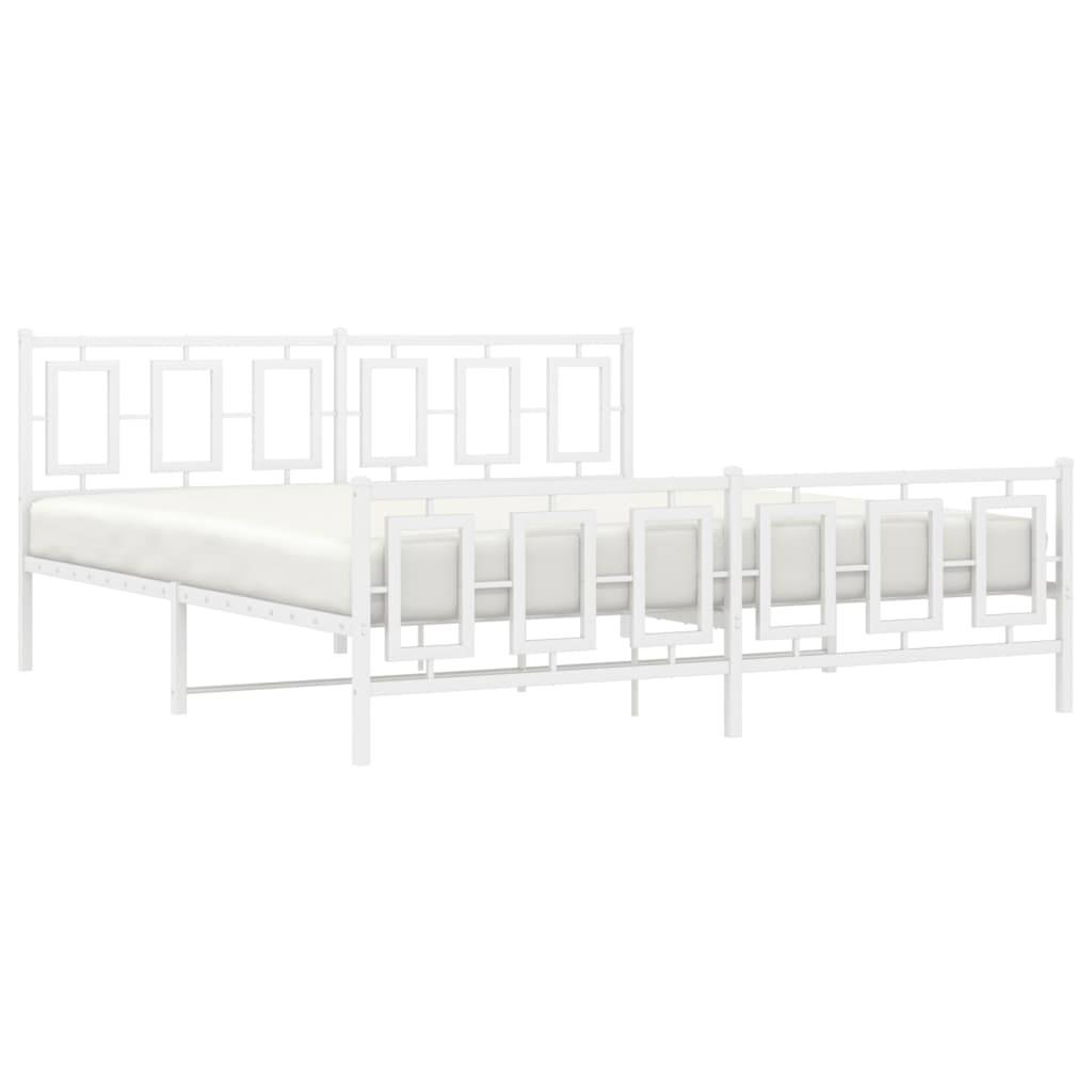 vidaXL Bettgestell mit Kopf- und Fußteil Metall Weiß 180x200 cm