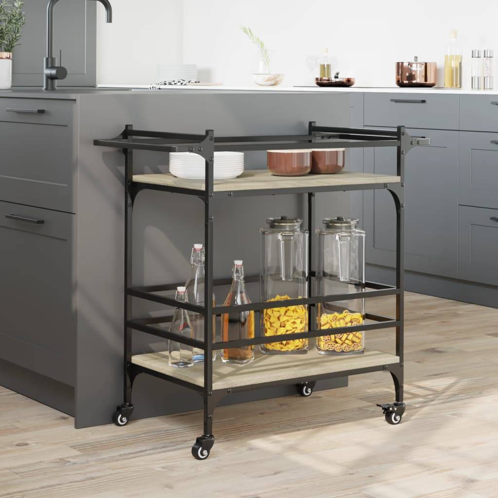 vidaXL Küchenwagen Sonoma-Eiche 82x40x78,5 cm Holzwerkstoff