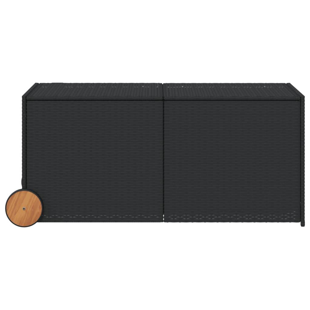 vidaXL Gartentruhe mit Rollen Schwarz 283L Poly Rattan