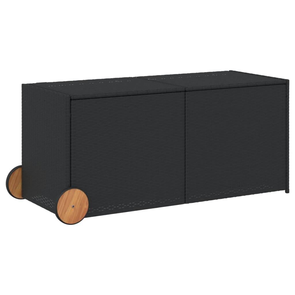 vidaXL Gartentruhe mit Rollen Schwarz 283L Poly Rattan