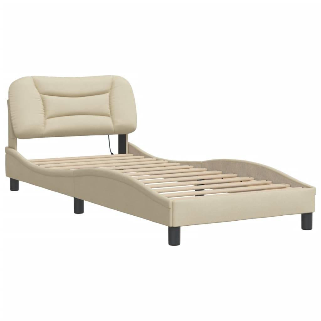 vidaXL Bettgestell ohne Matratze "Hvar" Creme 90x190 cm Stoff