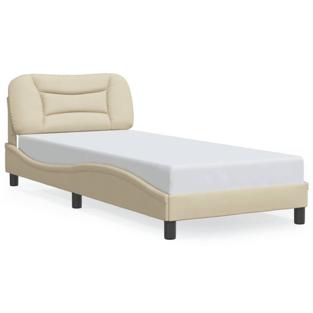 vidaXL Bettgestell ohne Matratze "Hvar" Creme 90x190 cm Stoff