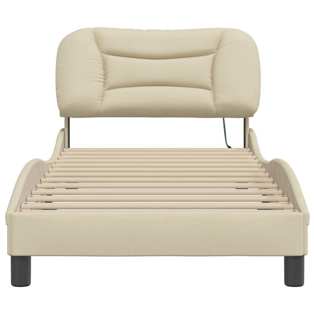 vidaXL Bettgestell ohne Matratze "Hvar" Creme 90x190 cm Stoff