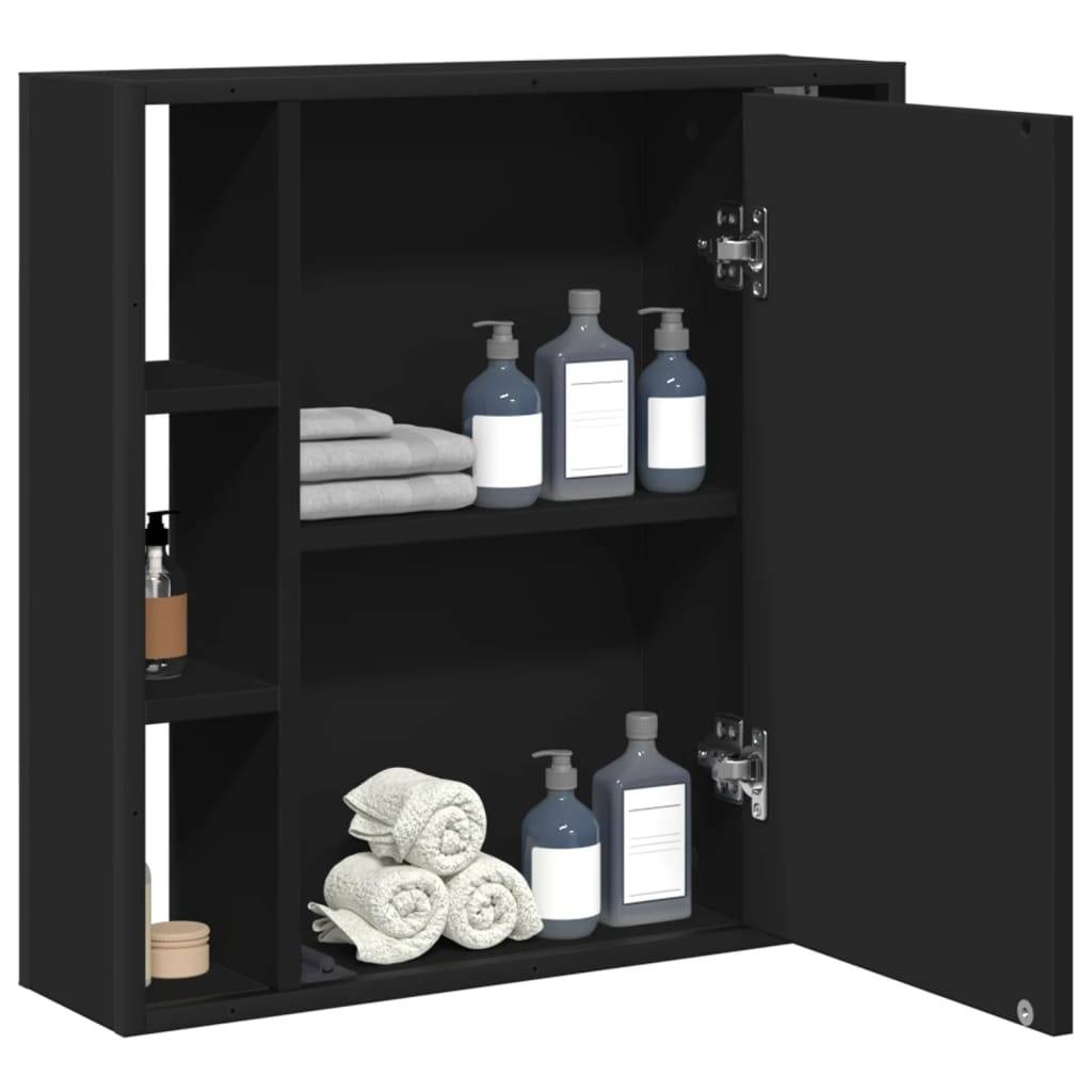 vidaXL Bad-Spiegelschrank Schwarz 60x16x60 cm Holzwerkstoff