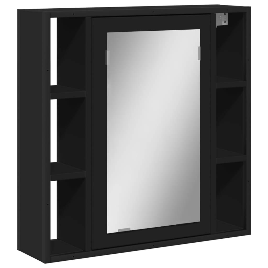 vidaXL Bad-Spiegelschrank Schwarz 60x16x60 cm Holzwerkstoff