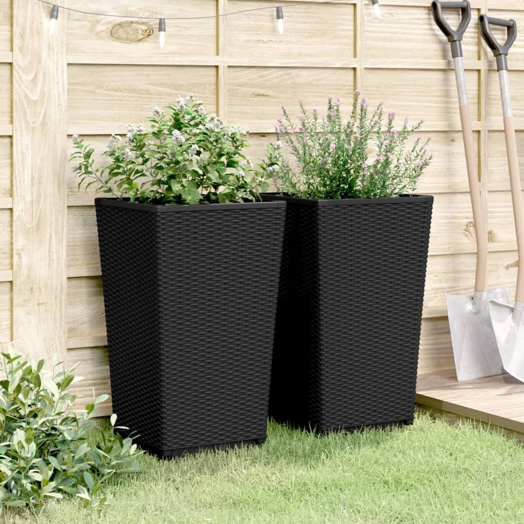 vidaXL Pflanzkübel 2 Stk. Schwarz 32,5x32,5x57 cm PP