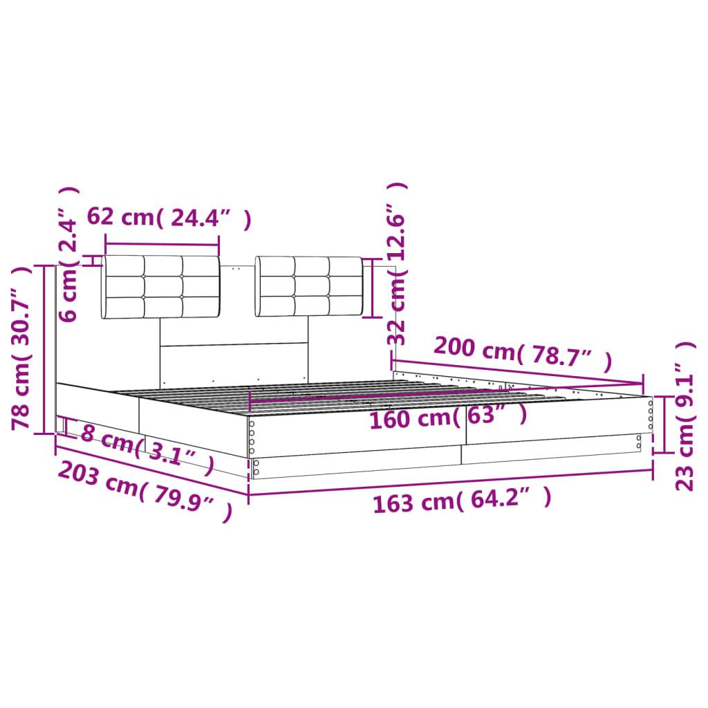 vidaXL Bettgestell mit Kopfteil Weiß 160x200 cm Holzwerkstoff