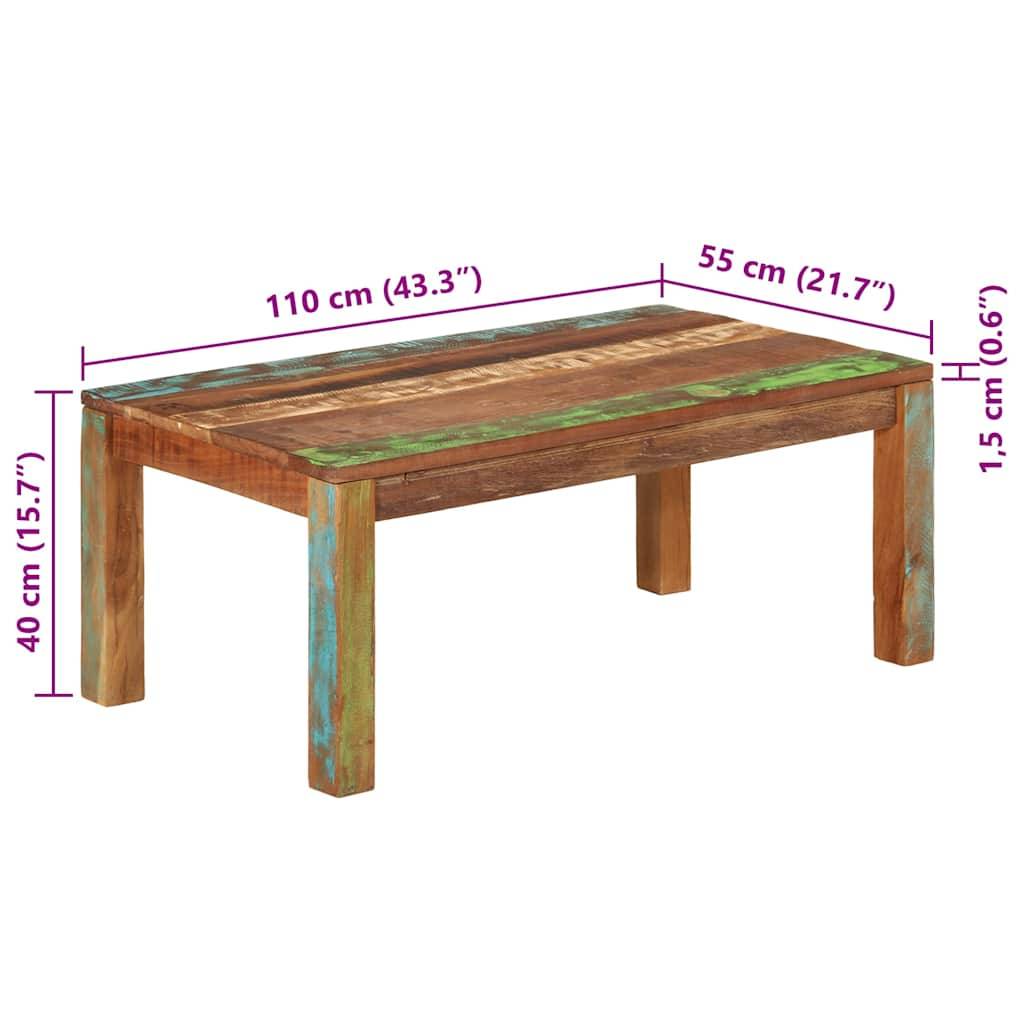 vidaXL Couchtisch 110x55x40 cm Massives Altholz
