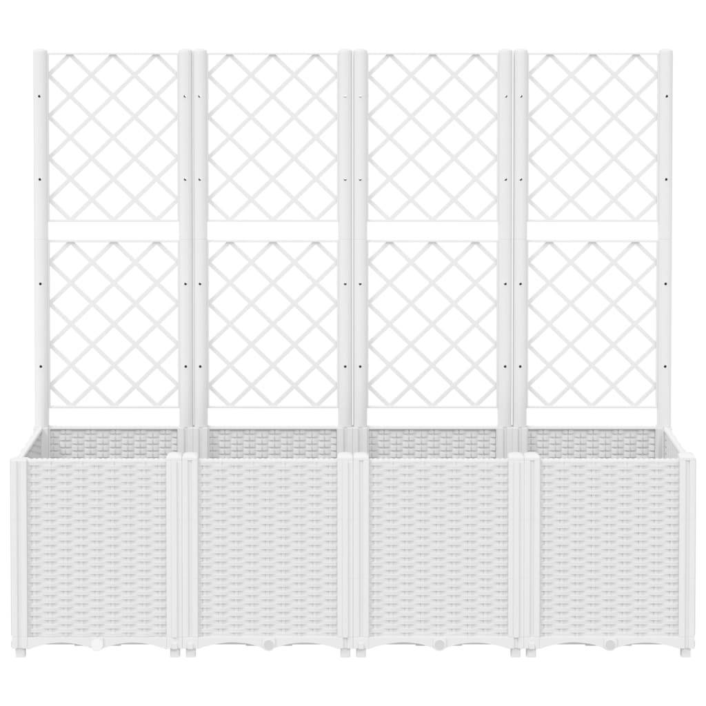 vidaXL Pflanzkübel mit Rankgitter Weiß 160x40x140 cm PP