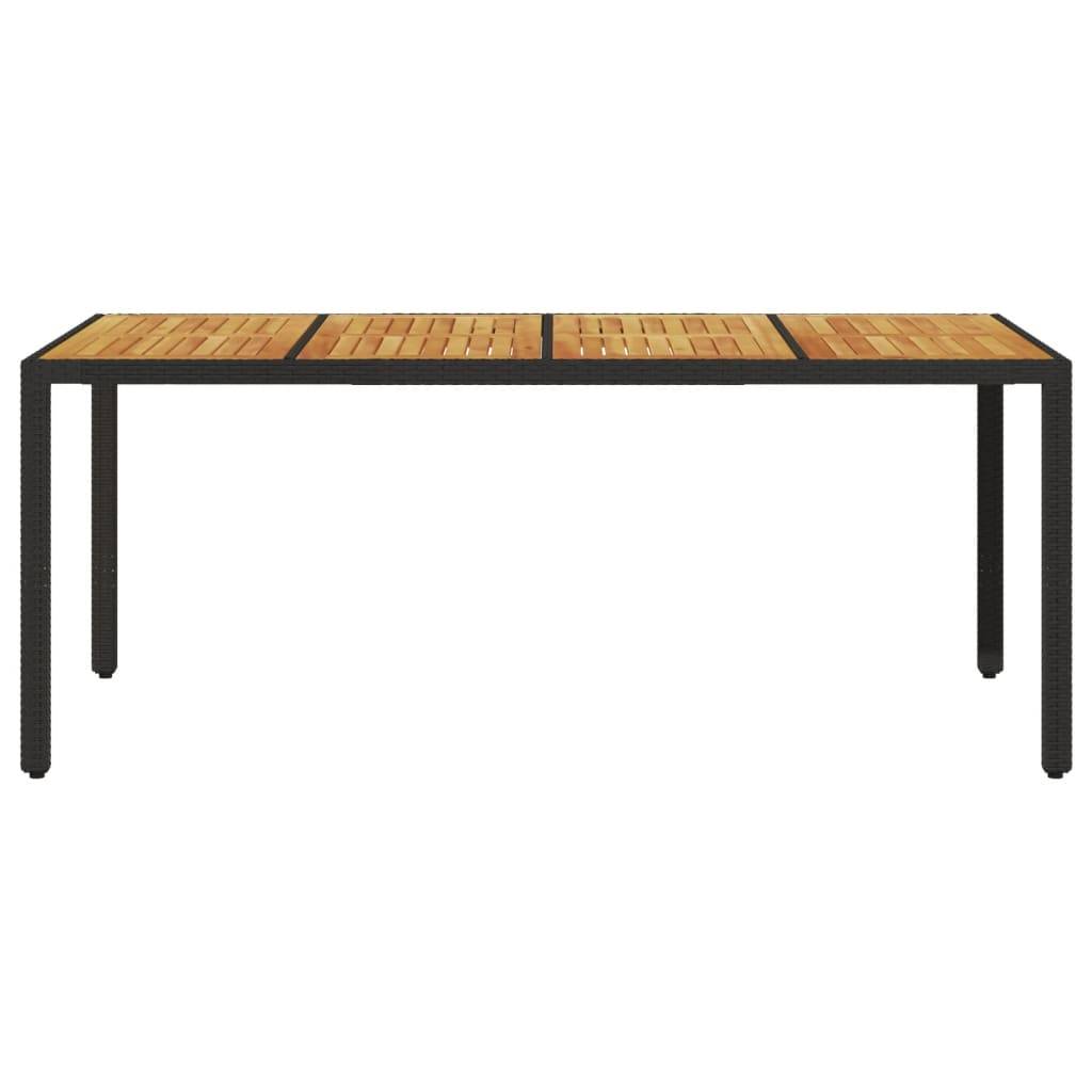 vidaXL Gartentisch mit Akazienholz-Platte Schwarz Poly Rattan