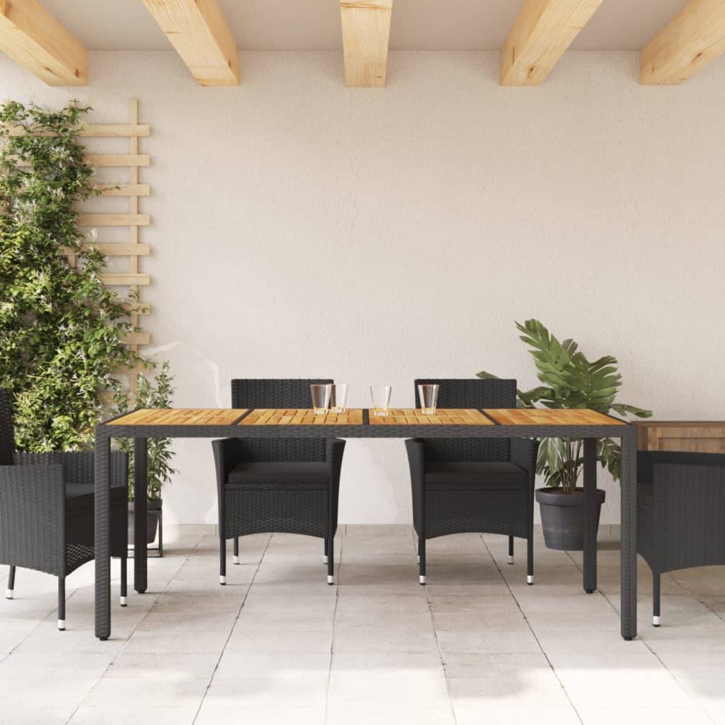 vidaXL Gartentisch mit Akazienholz-Platte Schwarz Poly Rattan