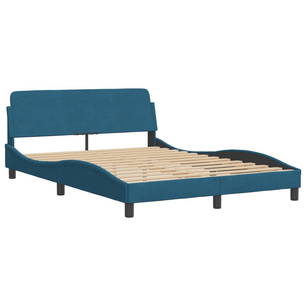vidaXL Bett mit Matratze "Hanko" Blau 120x200 cm Samt
