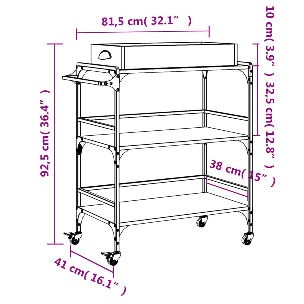 vidaXL Küchenwagen Sonoma-Eiche 81,5x41x92,5 cm Holzwerkstoff
