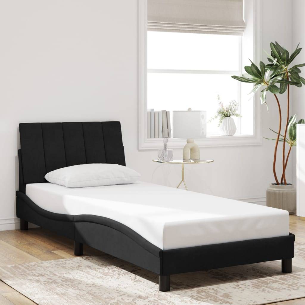 vidaXL Bettgestell ohne Matratze "Hanko" Schwarz 90x200 cm Samt