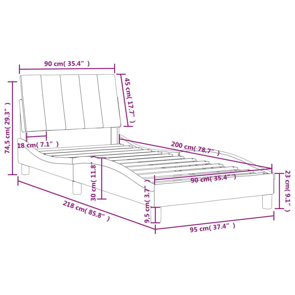 vidaXL Bett mit Matratze "Hanko" Dunkelgrau 90x200 cm Samt