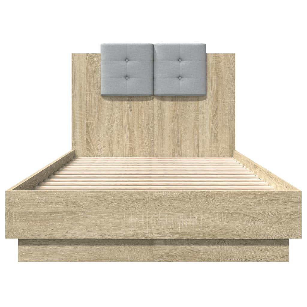 vidaXL Bettgestell mit Kopfteil Sonoma-Eiche 75x190 cm Holzwerkstoff