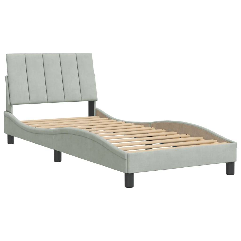 vidaXL Bettgestell ohne Matratze "Hanko" Hellgrau 80x200 cm Samt