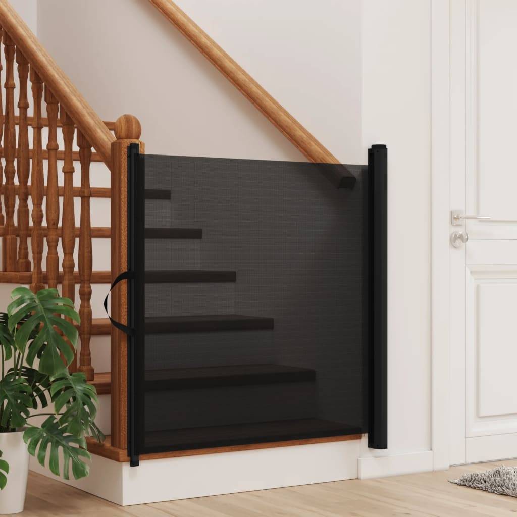 vidaXL Haustier-Barriere Ausziehbar Schwarz 117,5x125 cm