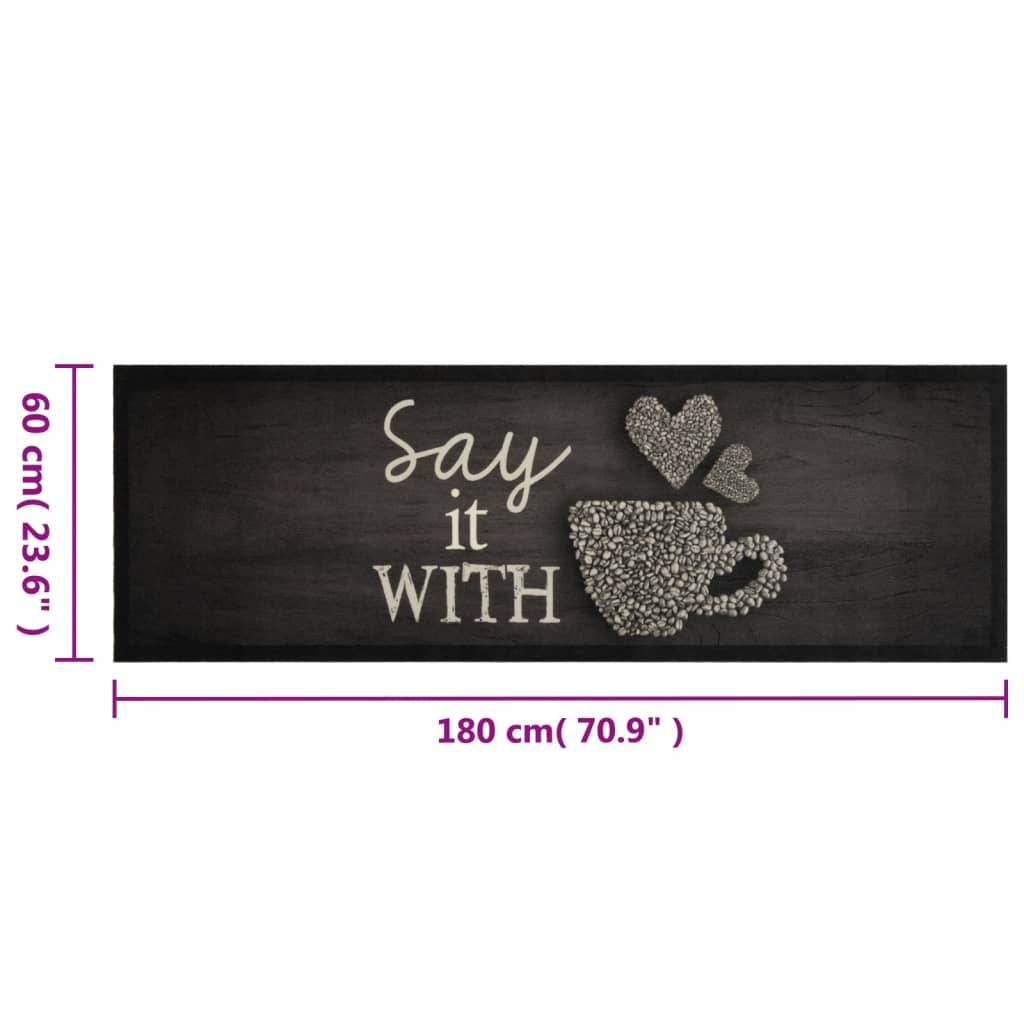 vidaXL Küchenteppich Waschbar Tasse Schwarz 60x180 cm Samt