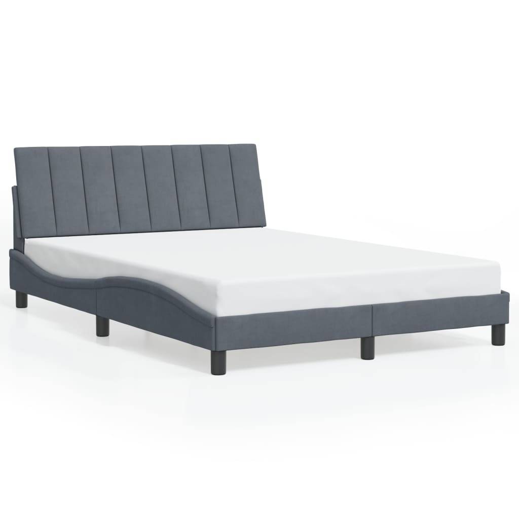 vidaXL Bettgestell ohne Matratze "Hanko" Dunkelgrau 140x200 cm Samt