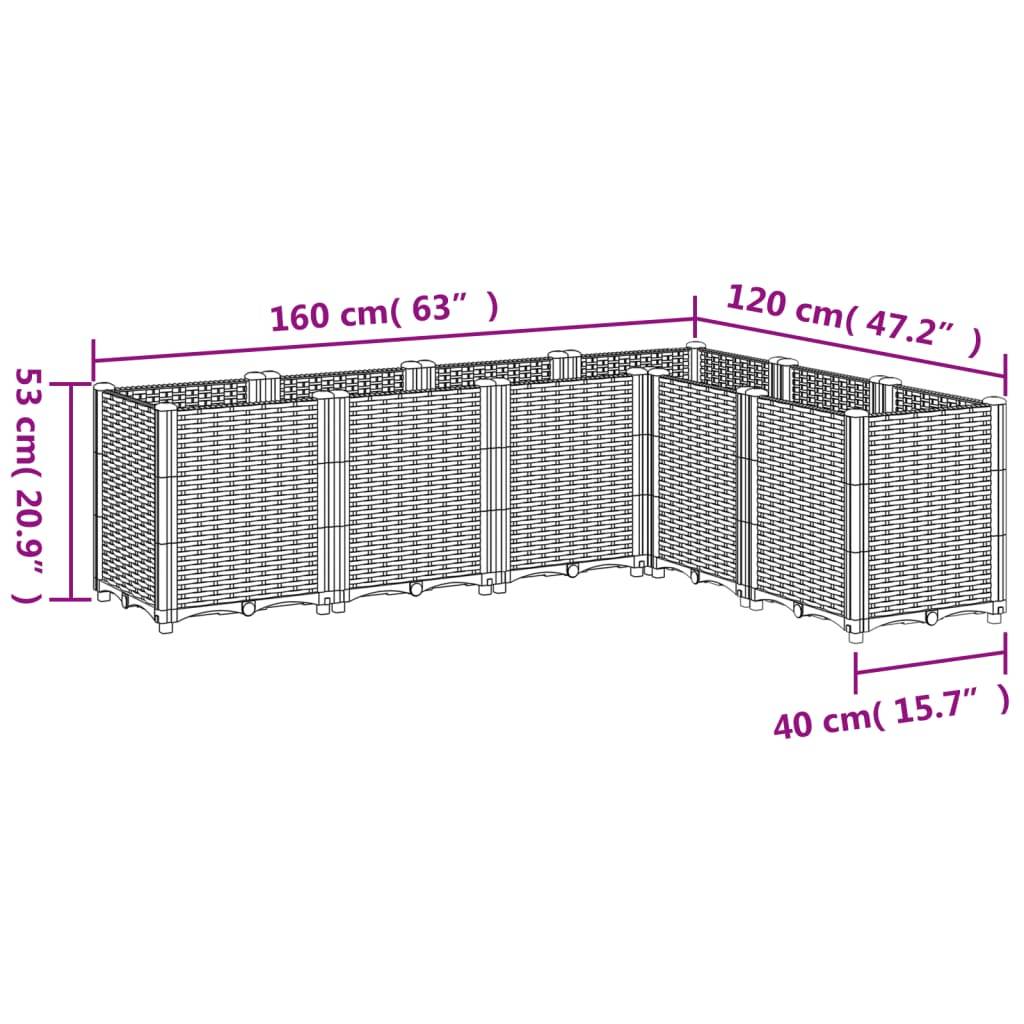 vidaXL Pflanzkübel Hellgrau 160x120x53 cm PP
