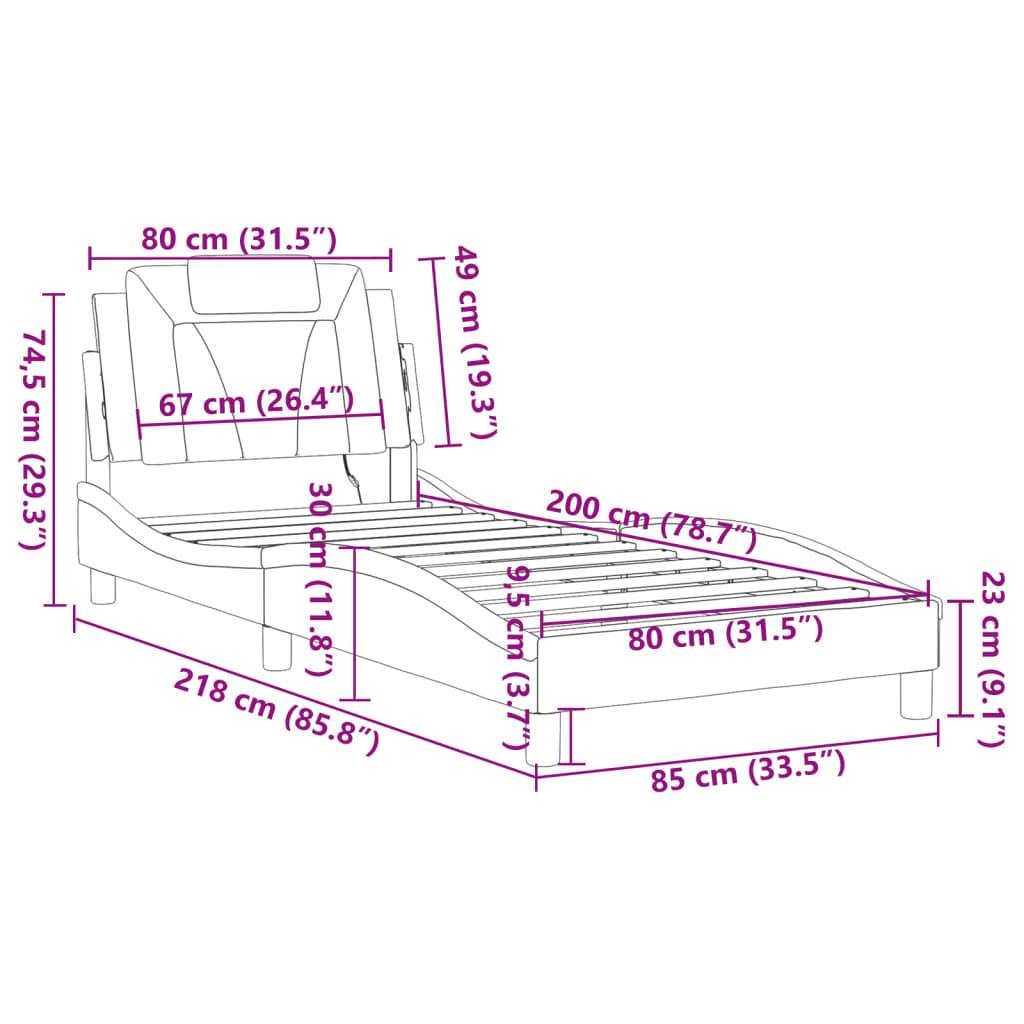 vidaXL Bettgestell "Viana" mit LED ohne Matratze Schwarz 80x200 cm Kunstleder
