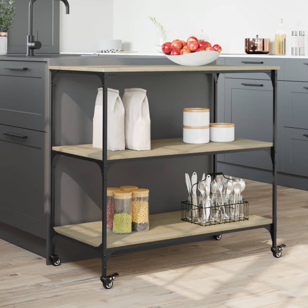 vidaXL Küchenwagen Sonoma-Eiche 102x50x95 cm Holzwerkstoff