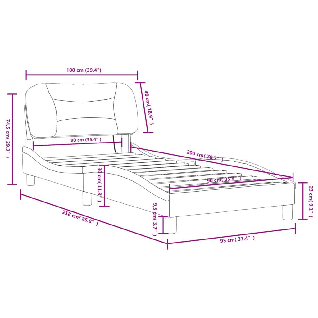 vidaXL Bettgestell mit LED ohne Matratze "Hvar" Dunkelgrau 90x200 cm Stoff
