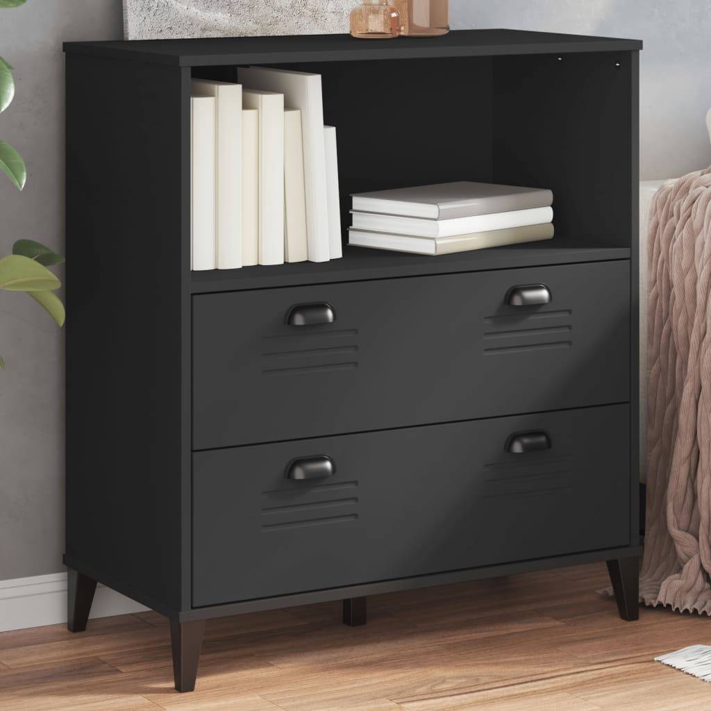 vidaXL Bücherschrank VIKEN Schwarz 80x40x90 cm Holzwerkstoff
