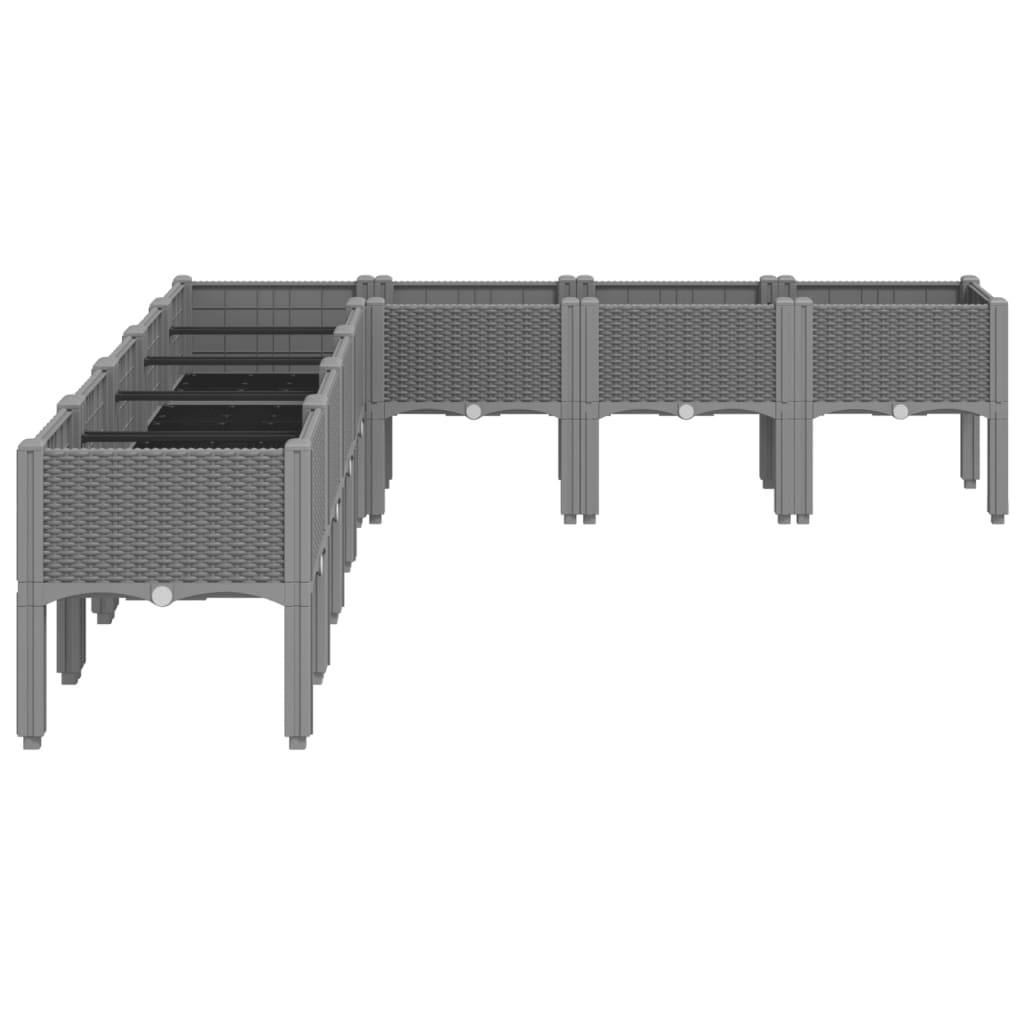vidaXL Pflanzkasten mit Beinen Hellgrau 200x160x42 cm PP