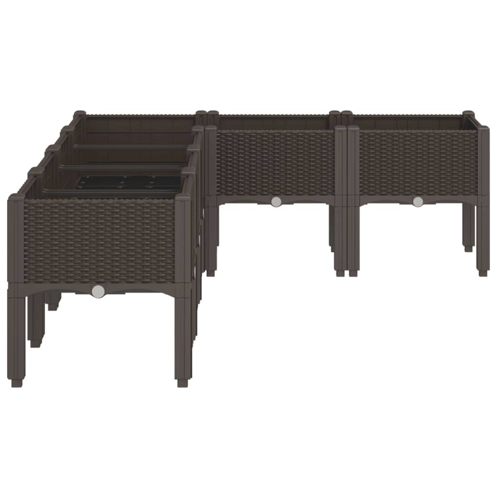 vidaXL Pflanzkasten mit Beinen Braun 160x120x42 cm PP