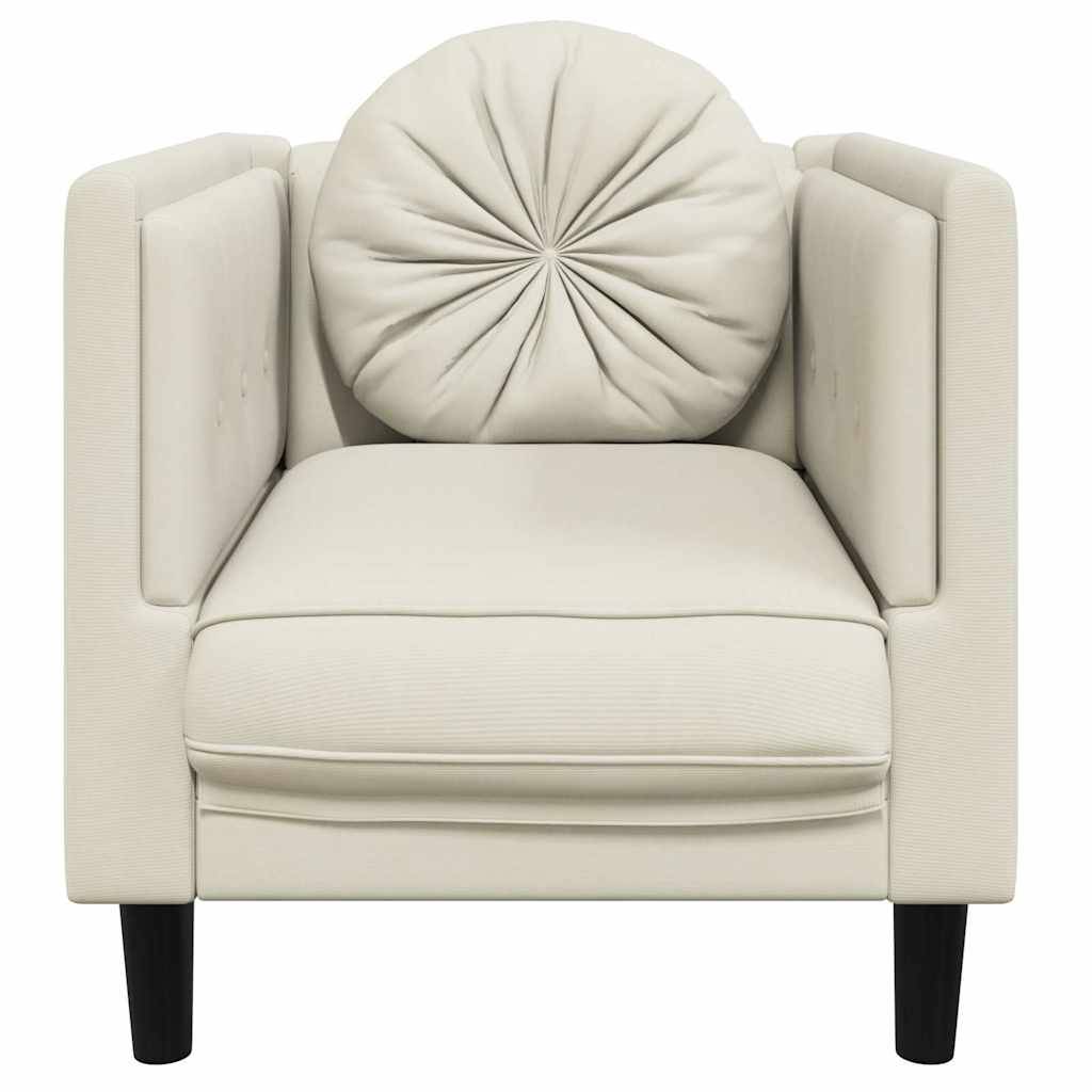 vidaXL Sessel mit Kissen Creme Samt