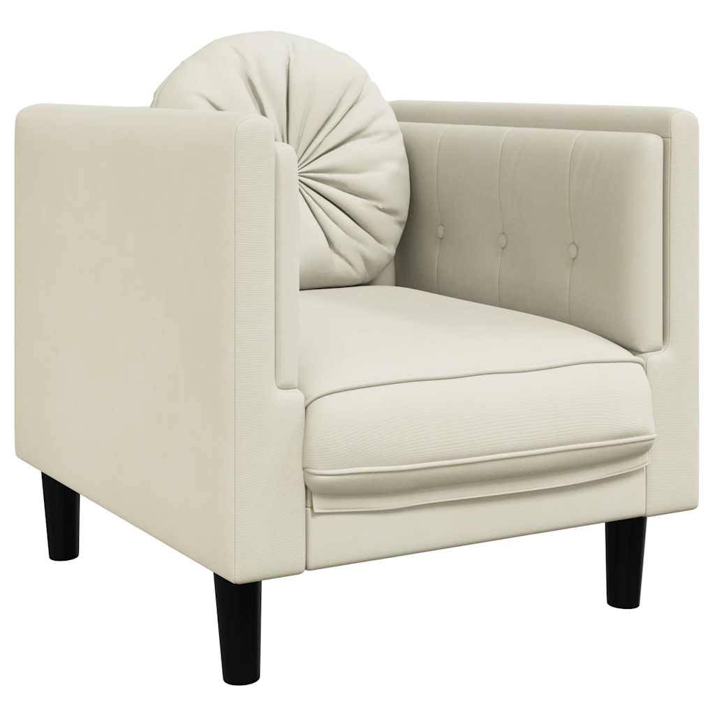 vidaXL Sessel mit Kissen Creme Samt